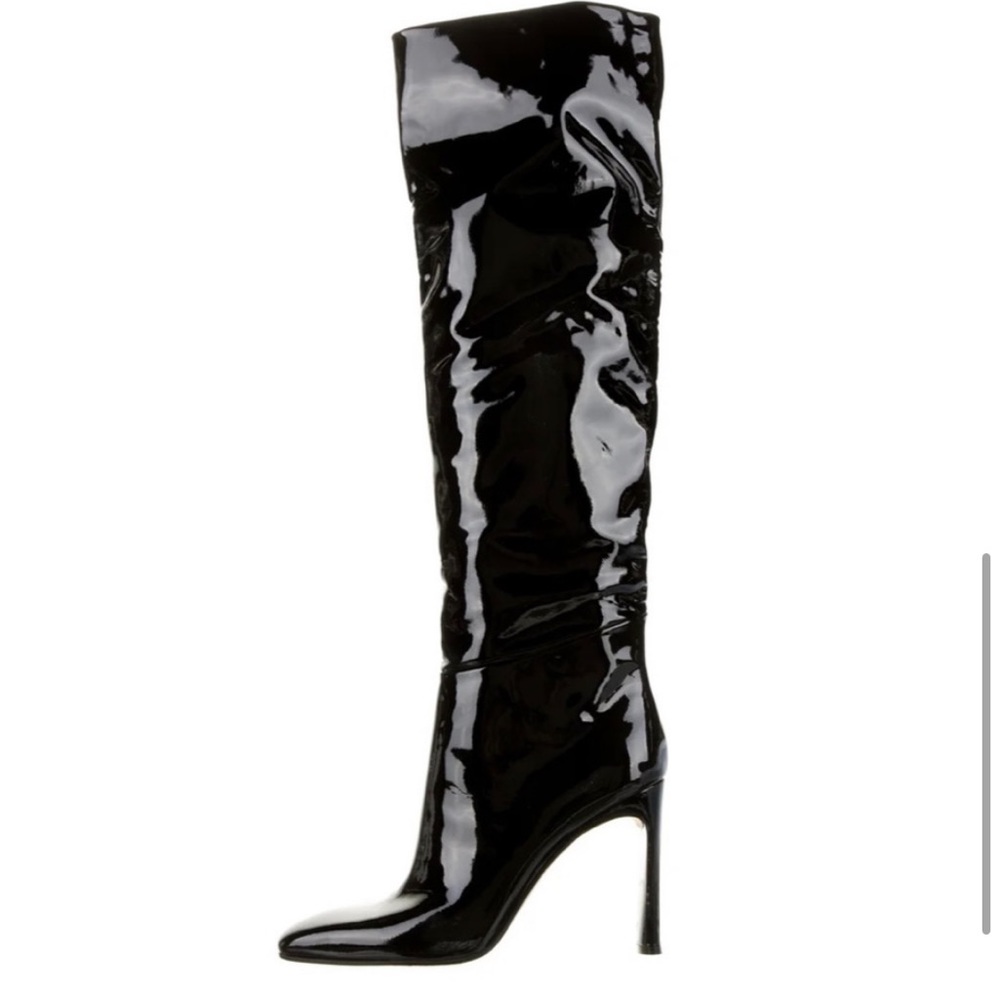 Tamara Mellon black patent leather winter summer rain boots knee thigh highs